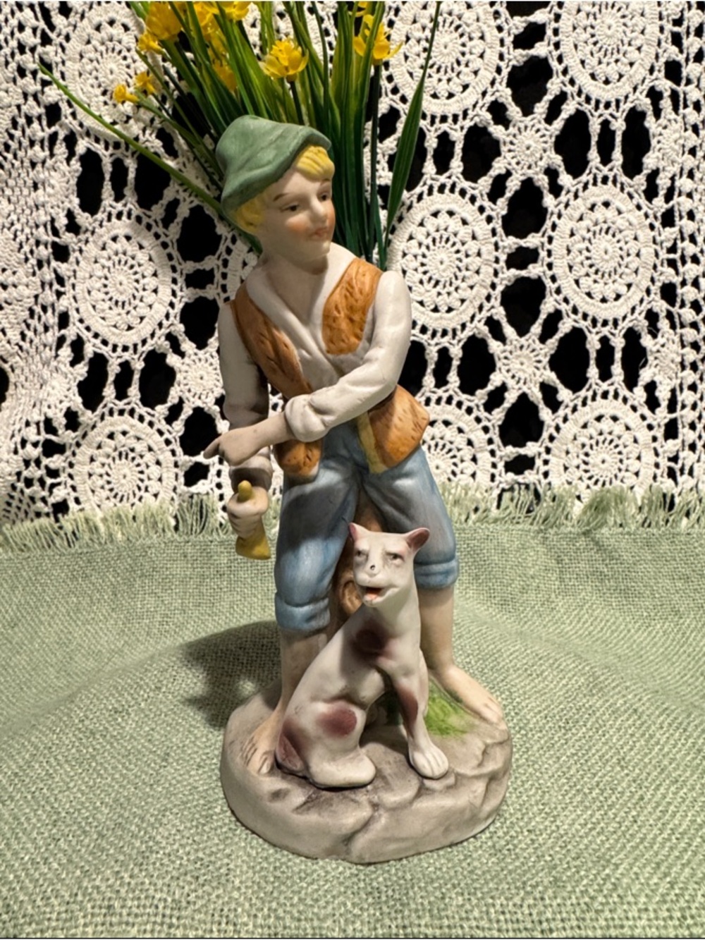 Vintage Porcelain-like Homeco-like Figurine Irish Sheep Herder